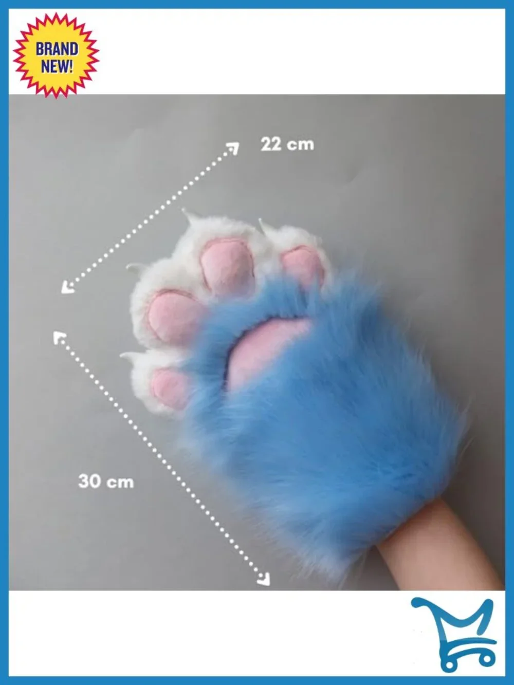 Comfy Furry Paws Faux Fur Fursuit Cat Paw Gloves with Claws Cosplay